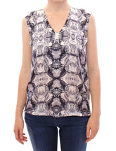 Arzu Kaprol Gray Blue Silk Sleeveless Top Shirt Blouse -   -  Arzu Kaprol.